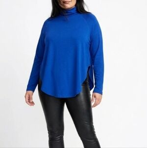 SHEIN Royal Blue Turtleneck Long-Sleeve Blouse
